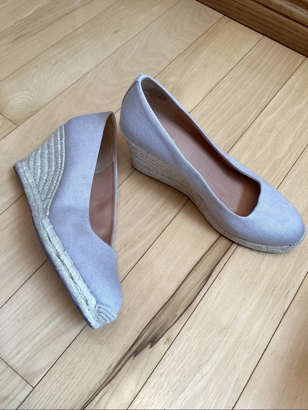 J.Crew beige canvas Seville espadrille wedge heel sandals. Women’s size 8.5